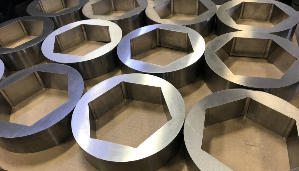 Steel spacers machined to print