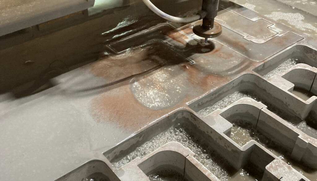 Water Jet cutting blanks from aluminum plate